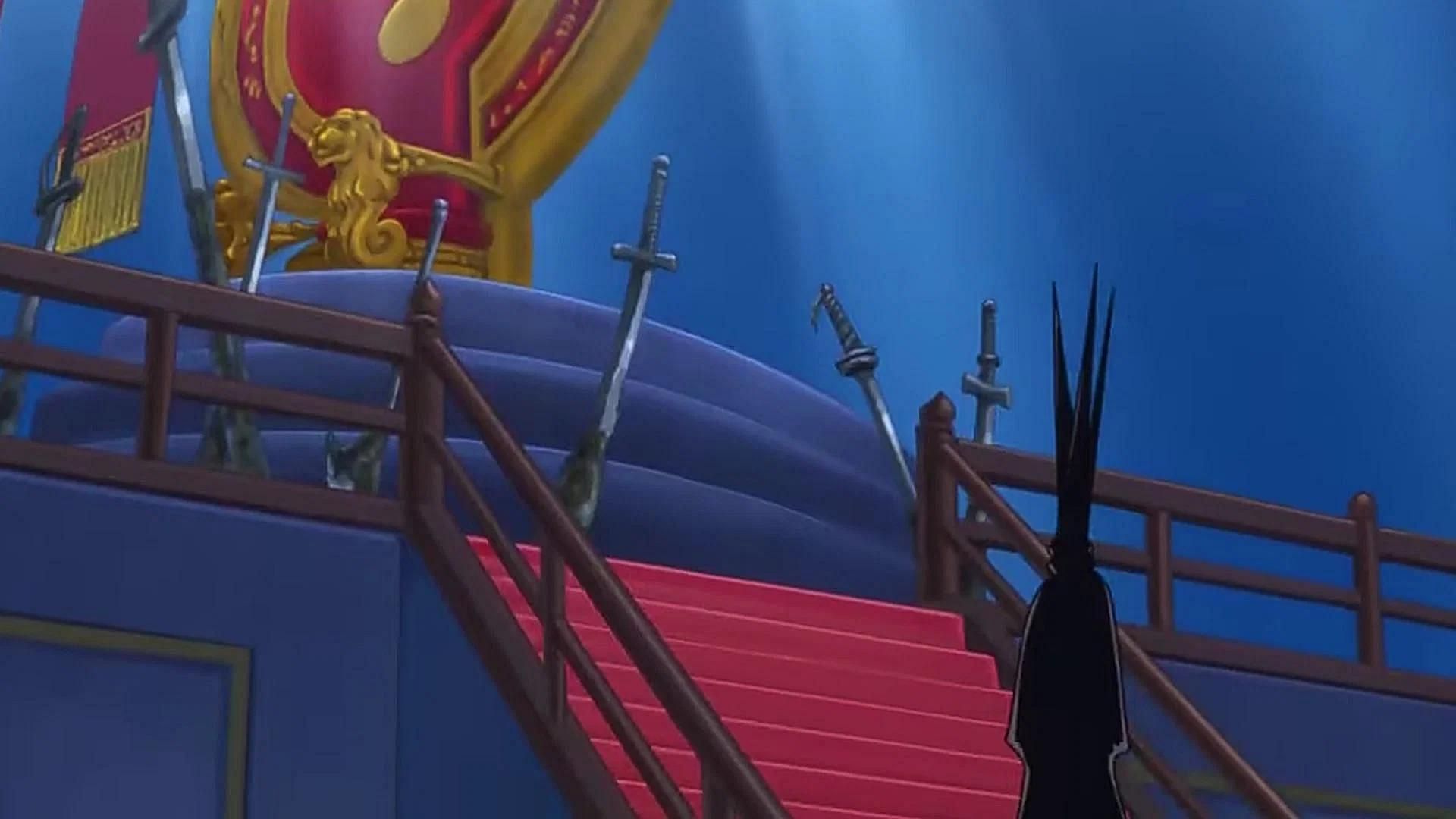 Imu sits on the Empty Throne (Image via Toei Animation)